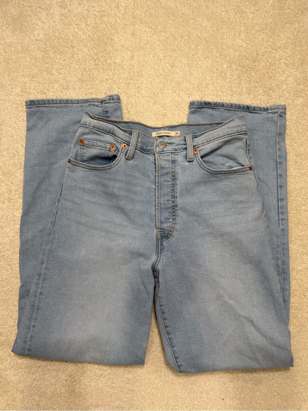 Levi’s Ribcage Straight High Rise Denim Jeans Light Blue Size 29 8 - Picture 3 of 11